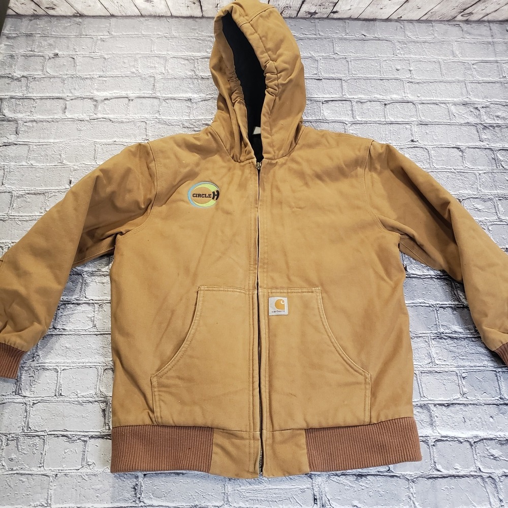 Carhartt Jacket Boys Size L (14-16) Duck Active Full Zip Canvas Distressed Brown